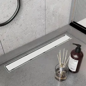 Linear Shower Drain 24 Inch, Brushed Floor Drain with Removable SUS304 Stainless Steel CUPC Certificate and 2-in-1 Tile Insert Grate Cover