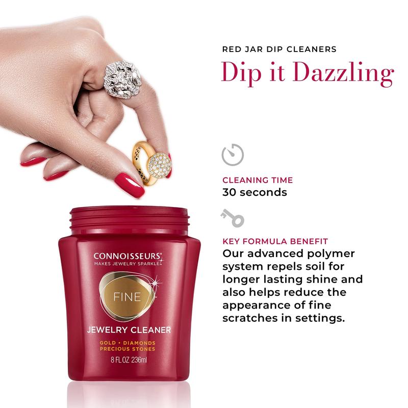 Connoisseurs Fine Jewelry Cleaner Solution for Gold, Diamonds, Platinum, and Gemstones, 8 Fl Oz Connoisseurs Products