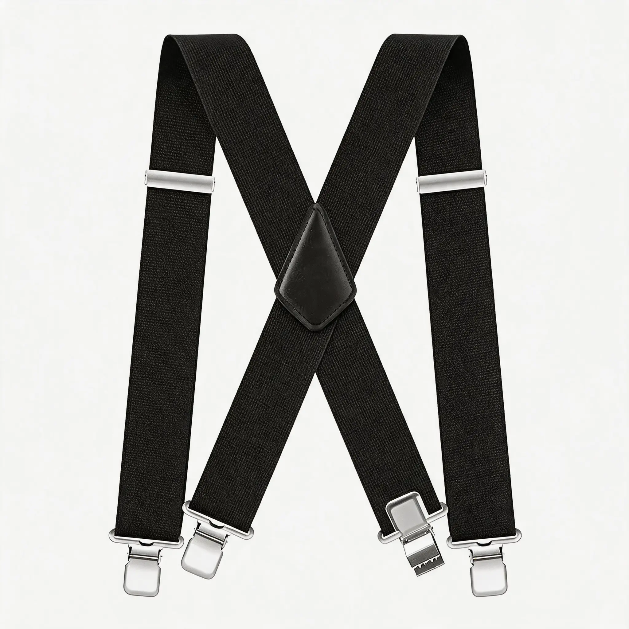 Men's 2" Wide X-Back Clip Suspenders, Polyester Blend with Strong Clips, Heavy Support for Work Safety & Casual Use