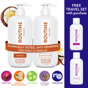 Routine Wellness Anti-Thinning Volumizing Shampoo and Conditioner Set for Thinning Hair & Hair Loss - Grow Your Confidence with Biotin & DHT Blockers - 14 oz Set