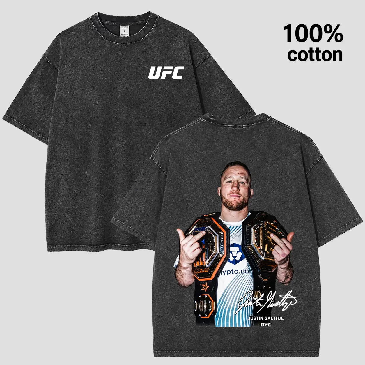UFC Justin Gaethje Vintage Washed Oversized T-Shirt | Retro Graphic Tee