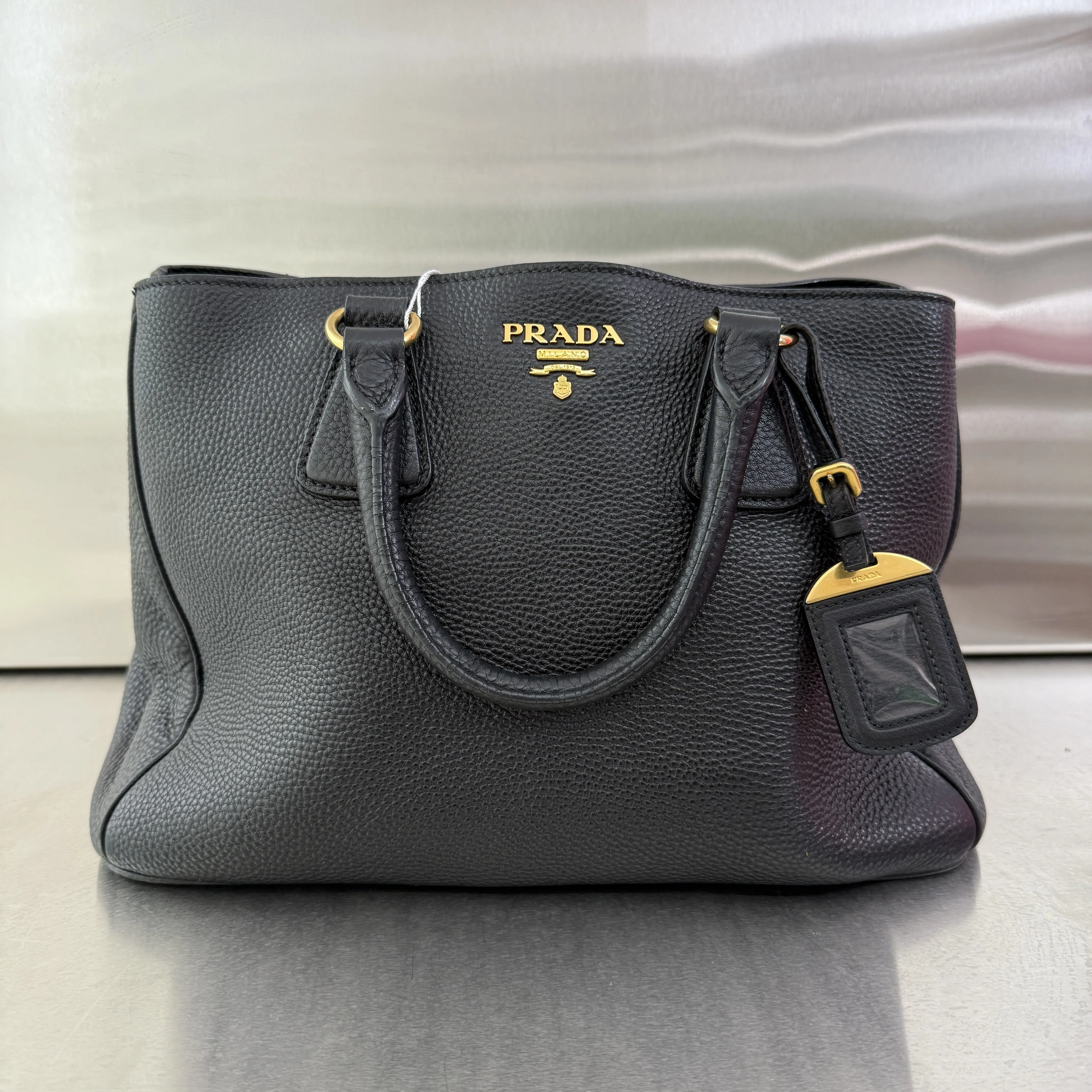 Pre-owned Calfskin Tote Bags Prada Tote Bag In Black Calfskin