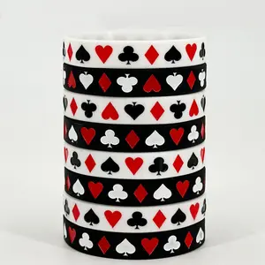 10-50count Casino Party Favors Rubber Bracelets Poker Silicone Stretch Wristbands Las Vegas Casino  Night Themed Party Decorations