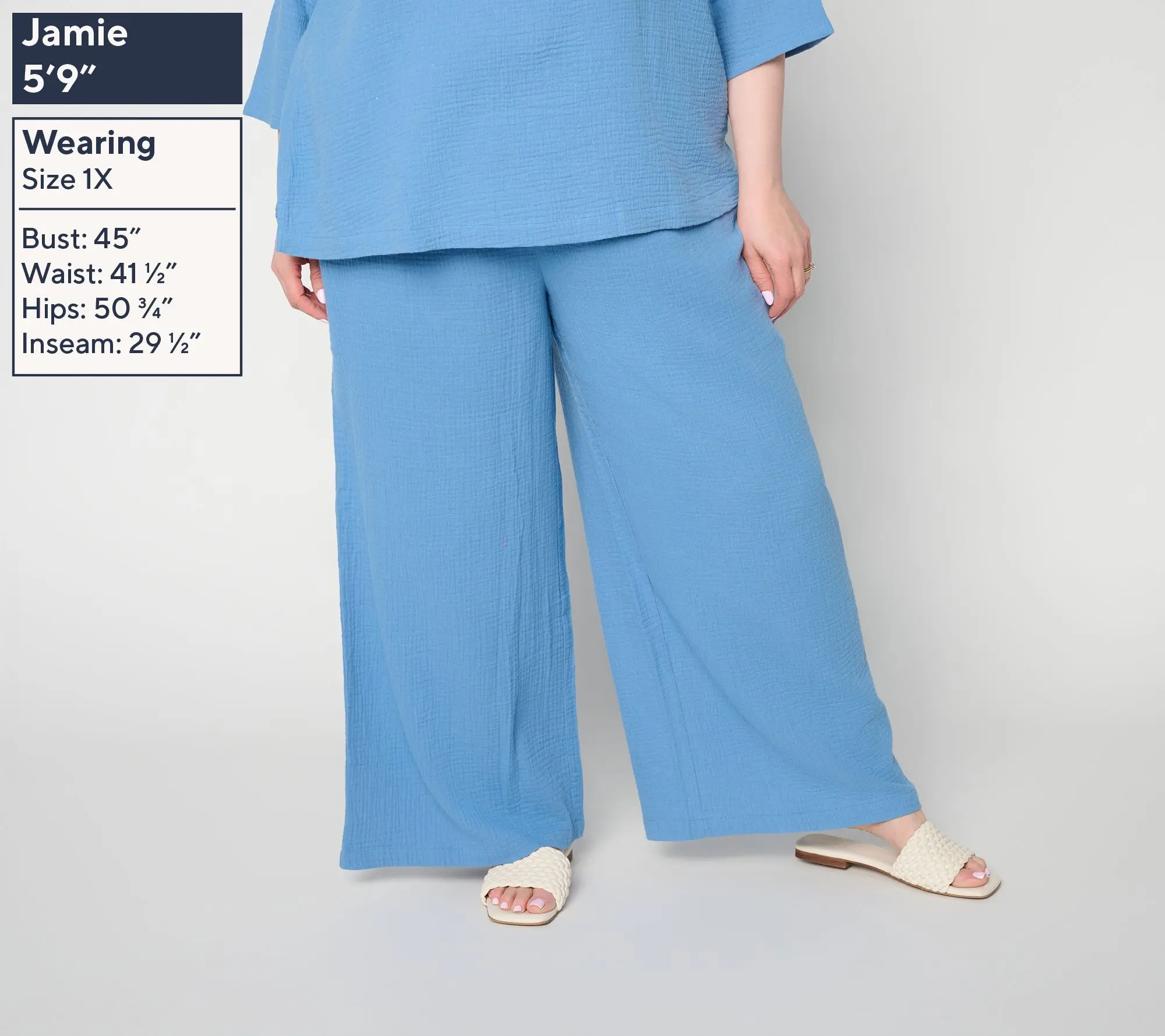 Joan Rivers Petite Marshmallow Gauze Wide-Leg Ankle Pants