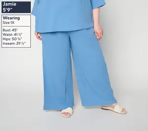 Joan Rivers Regular Marshmallow Gauze Wide-Leg Ankle Pants