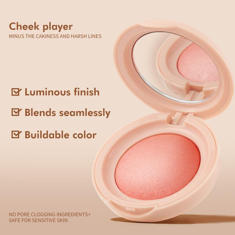 PHOFAY Soft Pinch Glitter Powder Blush, Glow Peach Blush Makeup Cosmetic Gifts, Contour & Highlight Face for a Shimmery Finish