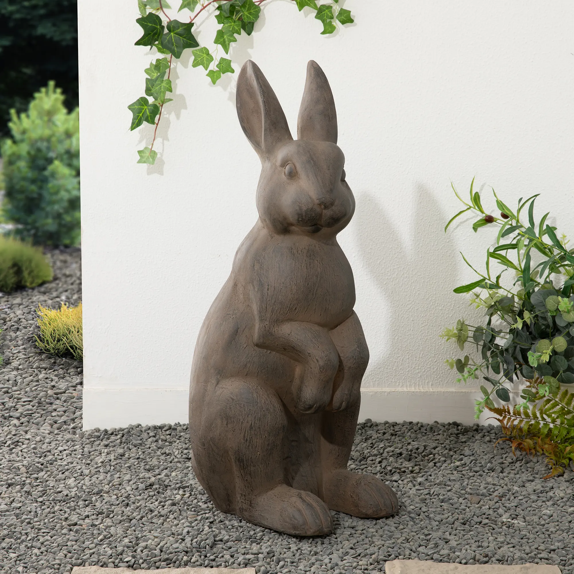 Glitzhome 28"H MGO Oversized Bronze Standing Rabbit Statue
