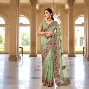 Sequins boutique saree and blouse set.