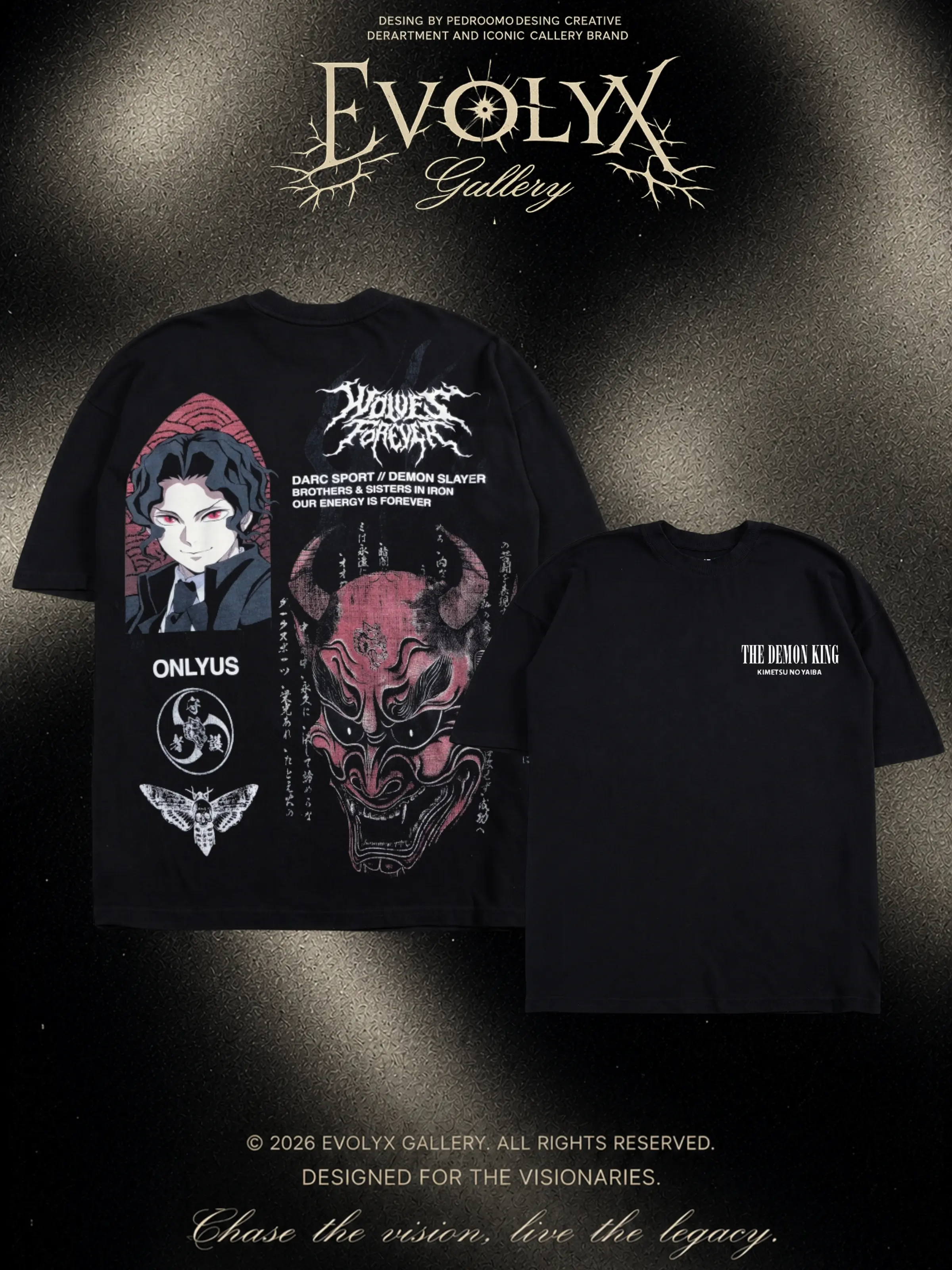 Muzan Kibutsuji Demon Slayer: Kimetsu No Yaiba Anime Manga 100% Cotton Tee T-Shirt - Size S to 5XL - Unisex Vintage Streetwear Oversized Crewneck T-Shirt - Gift for Anime Fans