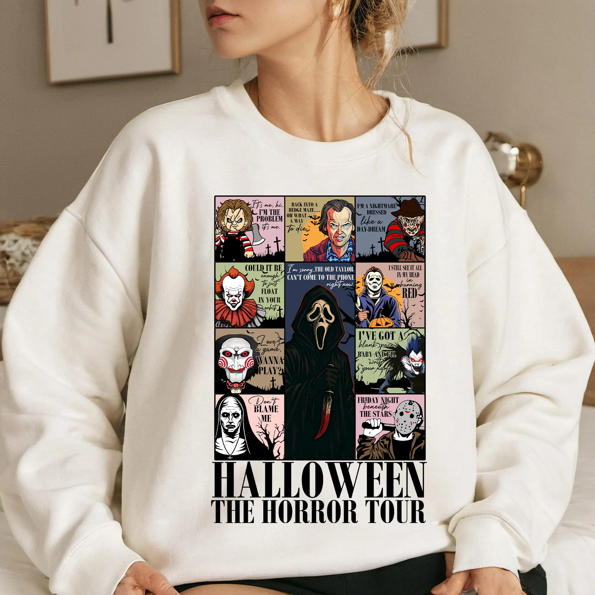 Halloween The Horror Tour Shirts, Spooky Season Halloween Sweatshirt/Hoodie, Horror Characters Lover Shirt Gifts for Fan