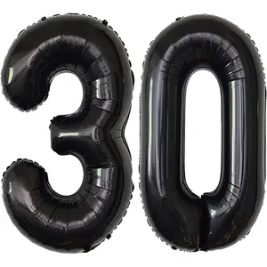 Black 30 Number Balloons Giant Jumbo Number 30 Foil Mylar Balloons for Women Men 30th Birthday Party Supplies 30 Anniversary Events Decorations