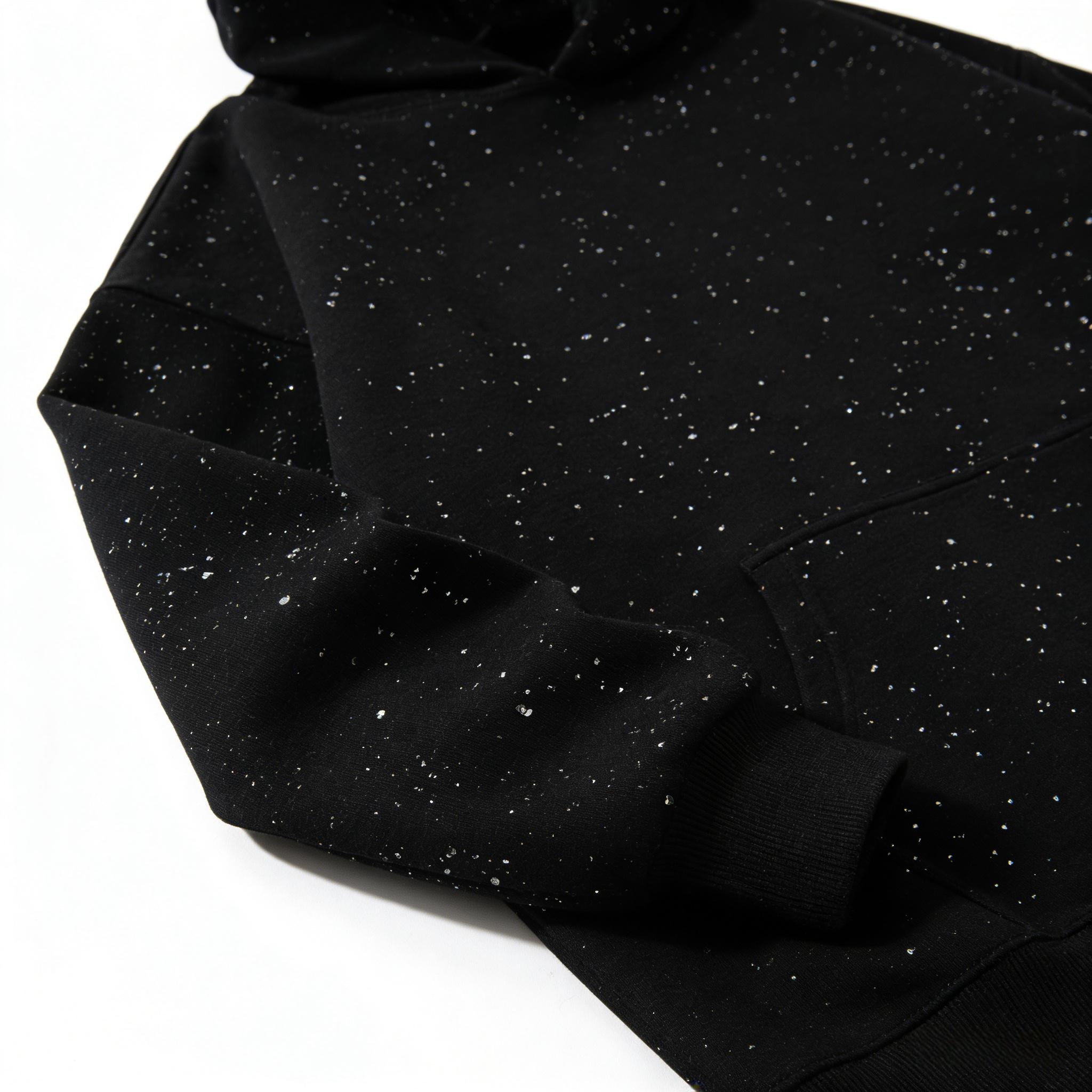 Black Speckled Oversized Hoodie, Y2K Starry Sky Splatter Print Pullover, Casual Streetwear Sweatshirt with Kangaroo Pocket, Comfy Loose Fit Hooded Top for Men Women
