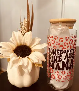 16oz Libby “Someone’s Fine Mama” Cup with Glass Straw