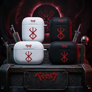 Berserk Brand of Sacrifice Airpods Case – Silicone Cover for Airpods 1_2, Pro, Pro 2 & 3 _ Black_white Anime Accessory for Berserk Fans