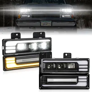 Partsam LED Headlights Assembly DOT Approved for Silverado C/K 1500/2500/3500 88-98, 6500K with Sequential Turn Signal, Start Animation DRL, Hi/Low Beam