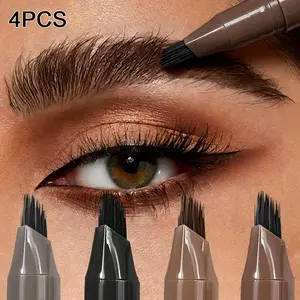 4Pcs Multi Fork Eyebrow Pencil Set Long Lasting Makeup Sweatproof Waterproof Eyebrow Pens Smooth No Clumping Non Fading Natural Wild Eyebrow Easy To Use Cosmetic
