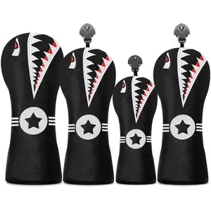 Shark Design Golf Club Cover, Golf Accessory, Suitable for Male & Female Outdoor Enthusiasts, Fairway Wood & Hybrid Club Head Covers, 1pc/3pcs Set
