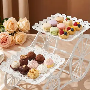 European Style Plastic Hand Truck Dessert Rack, Multi-Layer Fruit Tray, Living Room Tea Table Candy Dish, Indoor Afternoon Tea Display