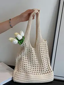 Crochet Woven Tote Bag – Large Capacity Summer Beach Shoulder Bag