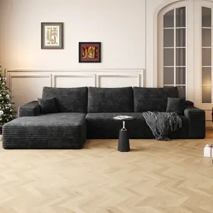 108" Cloud Sectional Sofa Couch Boneless Sofa Couches with L-Shape Chaise,Modern Modular Sofa with Deep Seat, Upholstered Couches for Living Room Bedroom,No Assembly Required (Plush Corduroy Fabric)