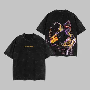 Superstyle Collection Noisy boy - Real Steel Edition Double Printed Oversize Lightweight Acid Washed Tee Hoodie Sweater TV Series Graphic Design Top Cotton Streetwear Movie T-Shirt Clothes Menswear Womenswear Hoodie Sweatshirt Apparel Classic Oversized