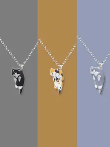 Adorable Cartoon Cat Pendant Necklace - Cute Black & Brown Cat Design - Fun Couple/BFF Matching Jewelry Gift - Non Tarnish Necklace - Minimalist necklaces