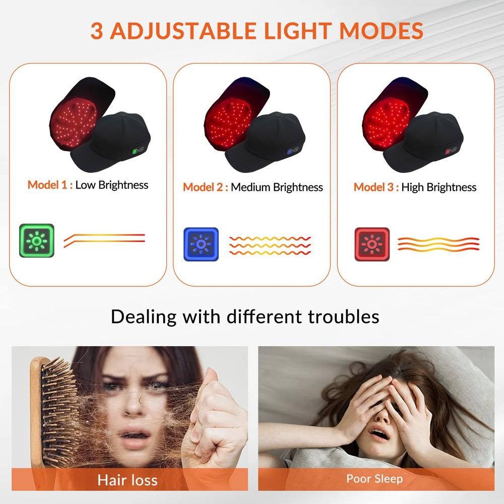 Red Light Therapy Cap for Hair Regrowth, 660nm (72 LEDs) & 850nm (144 LEDs) Near Infrared Phototherapy Hat & Hair Bonnet, Reduce Hair Loss, Protect Scalp, Repair Follicles, Anti-Thinning, Adjustable Pulse Modes, Hands-Free Home Use Festival Gift