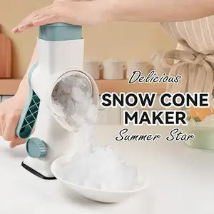 Rotary Ice Shaver with Handle Manual Hand Crank Snow Cone Maker Qucik Shaved  with Suction Feet, All Ice Cubes Fitted.Premium Portable Ice shaver manual.