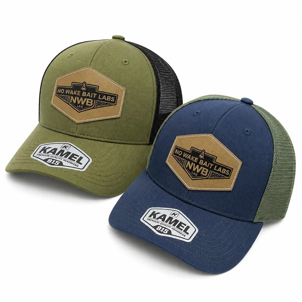 Signature Series Patch Hat with Breathable Fabric Mesh, Custom-Designed Heat-Pressed Leather Patch for Outdoor Adventures, Unisex, No Wake Nation, Patch Cap, Premium Heat Pressed Logo Patch