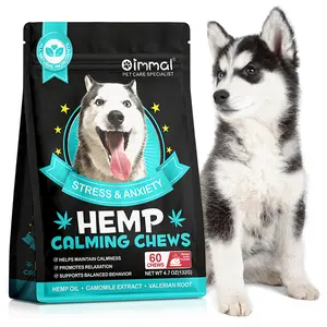 Oimmal Calming Chew for Dog - 60 Chews Dog Calming Treats -Dogs Anxiety & Stress  for Separation, Barking, Stress & Slee- peking duck flavor