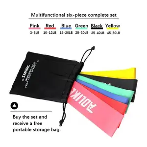 Multifunctional Resistance Bands Set for Working Out 6 Piece Elastic Exercise Loop Bands for Physical Therapy Yoga Pilates Flexbands with Portable Storage Bag Adjustable Wrist Arm Weights