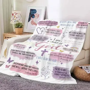 Christian-Themed Flannel Throw Blanket - Bible Verse Collage, Soft, Cozy, Plush - Faith-Based Inspiring Gift for Warm Snuggling, Blankets for Bedroom, Throw Blankets
