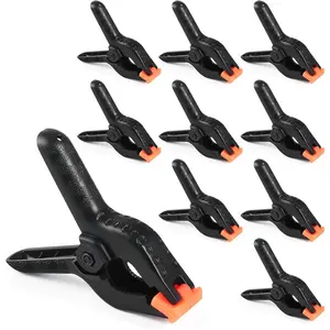 4.5 Inch Large Heavy Duty Black Plastic Spring Clamps, 10 Pcs, Suitable for Balloon Arch Backdrop Craft Decoration