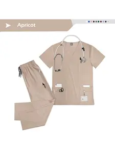 Men's Care Scrub Set Nurse Beauty Salon Hand Wash Spa Doctor Care Workwear Uniforms Waist Cinching Vneck Outerwear and Trouser Pants