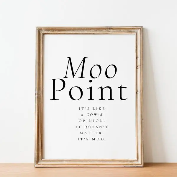Friends Tv Show Poster - Moo Point Definition Print, Joey Tribbiani Quote Vintage Art Decor