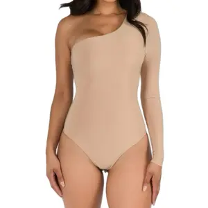 Nova Bodysuit - One Shoulder Design in Soft Red for Comfortable Wear Womenswear  92% Polyester 8% Spandex