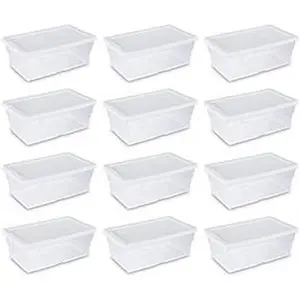 STERILITE Storage Box 13.5" X 8.3" X 4.8", 6 Qt. Clear - Pack of 12