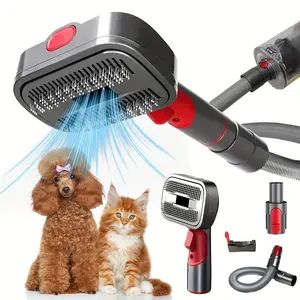 Pet Grooming Brush Attachment Kit for Cordless Stick Vacuum, Replacement Grooming Tool for Dogs and Cats, Plastic Dusting Brush Adapter Set for Various Hair Lengths