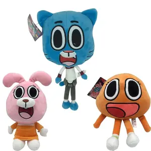 The Amazing World of Gumball Plush Set, 3 Styles Soft Gumball Darwin Anais Stuffed Dolls, Cute Cartoon Plushie Gift for Fans & Kids