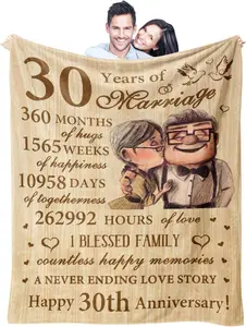 30th Anniversary Wedding Gifts for Couples, 30th Anniversary Decorations, 30 Anniversary Blanket Gifts for Husband Wife Her Him, Best Romantic 30 Years of Marriage Anniversary Throw Blanket 50"x60"