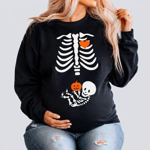 Women X-Ray Skeleton Sweatshirt Halloween Maternity Sweatshirts - Casual Cozy Halloween Fall Spooky Season Top for Pregnant Mom-To-Be Maternity Tops