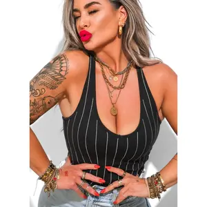 STRIPED BACK SMOOTHING V-NECK BRAMI