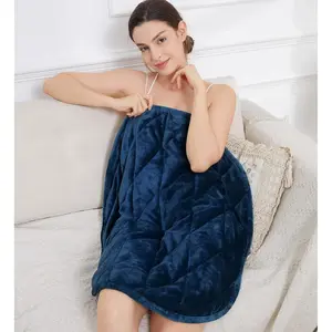 Weighted Lap Pad 7lbs for Adults, Cozy Soft Flannel Portable Small Weighted Blanket, Weighted Lap Blanket for Travel, Relaxing, Sleeping, Napping, Machine Washable, Navy, 29" x 24"