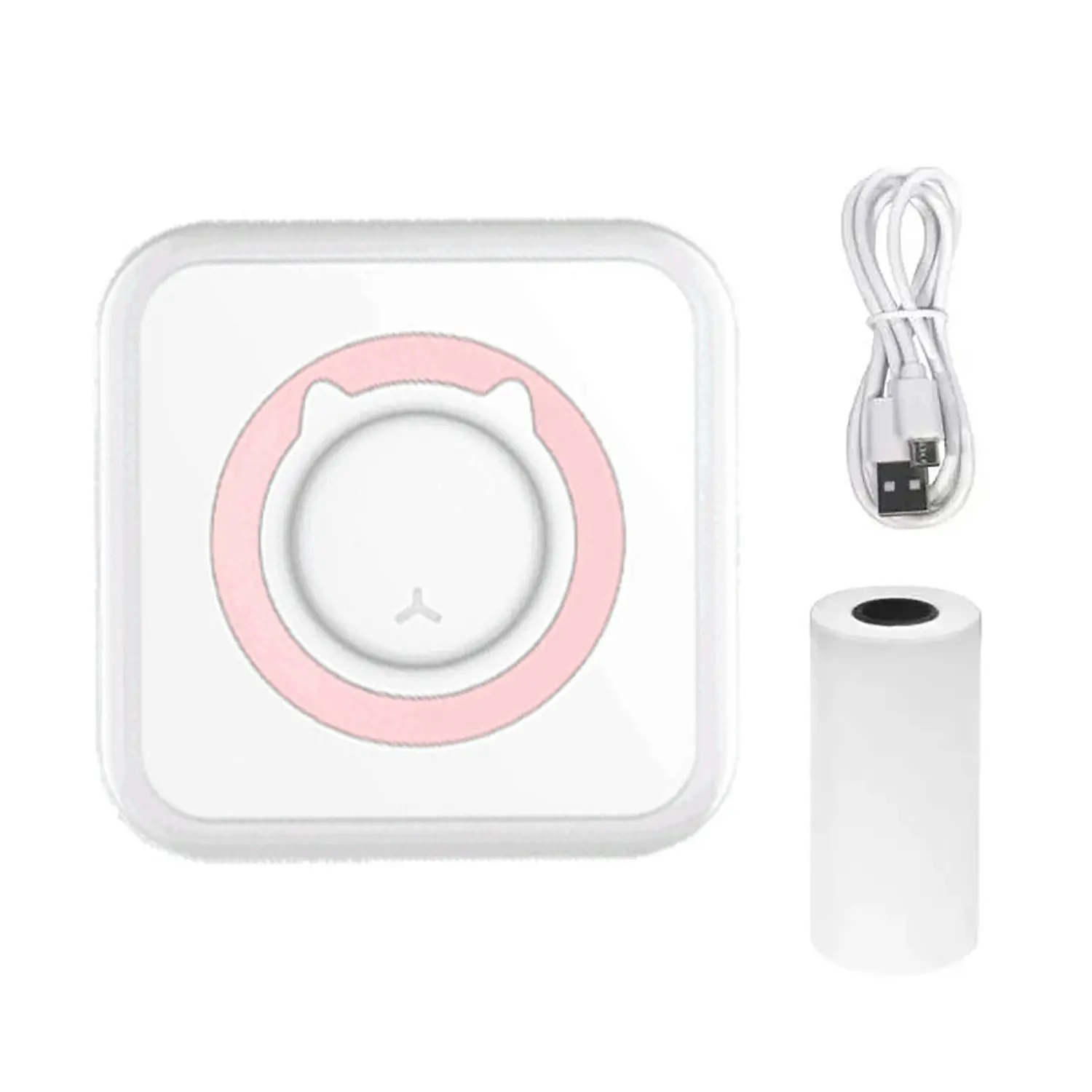 Pink Wireless Bluetooth Mini Thermal Printer, Compact Pocket Printer with Rechargeable Battery, Long Battery Life, Ink-Free Thermal Printing for Students