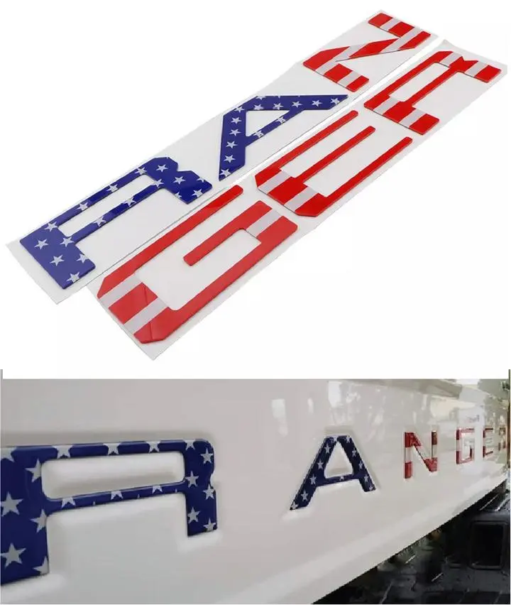 3D Raised USA Flag Truck Tailgate Letters, Self-Adhesive Truck Accessories, Replacement Emblem Accessory for 2019-2021 Ranger Automotive Vehicle Decals