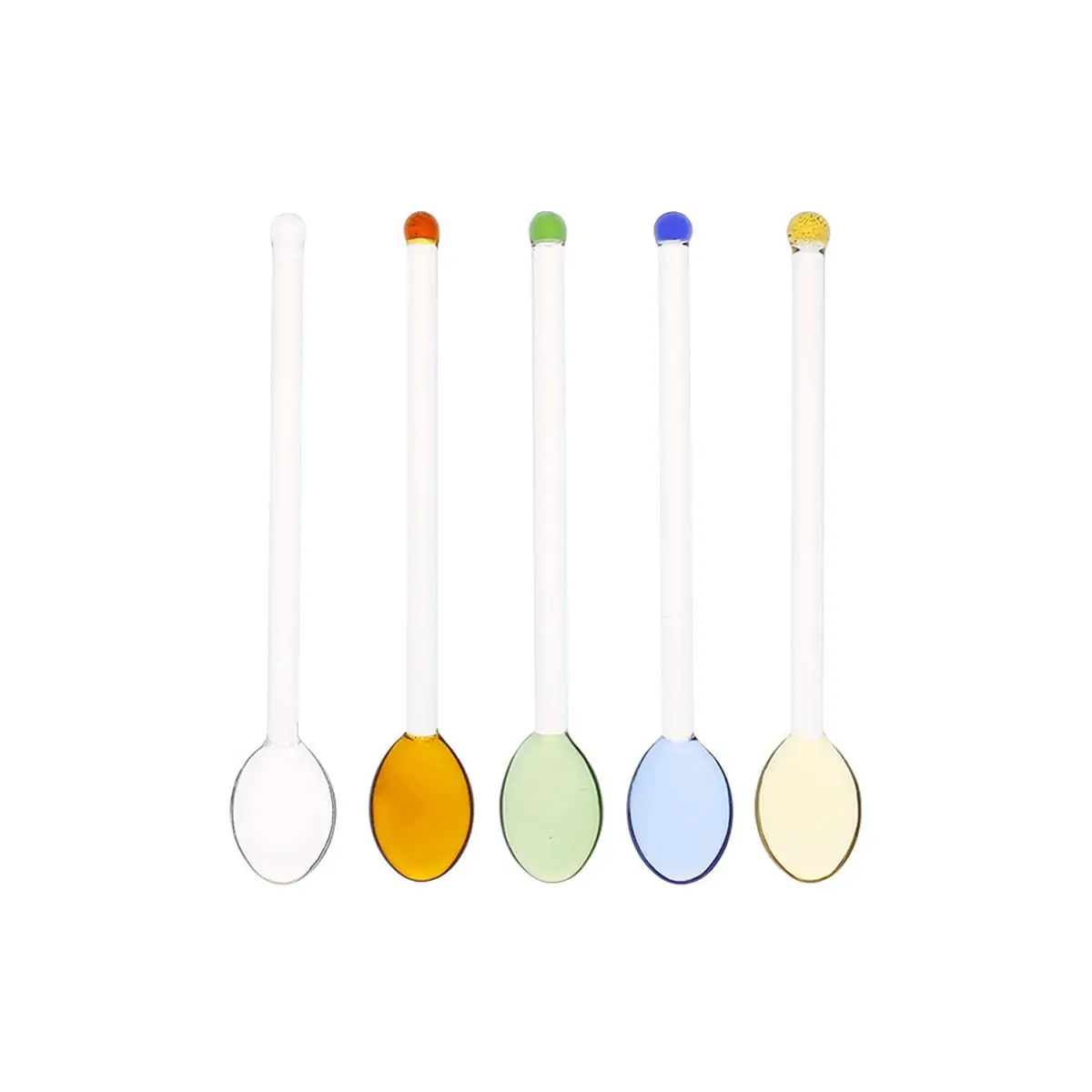 5 Pieces Glass Spoons For Coffee Teaspoons Stirring Spoon Rod 5.9 Inch Stirrers Ice Tea Mixing Sugarhome Bar Party
