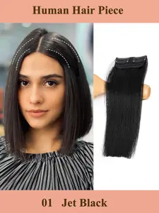 One Piece Human Hair Clip-In Extensions, 4-8 Inch 10-30cm One-Piece Cardigan Hair Hairpiece, Dye-Infused Highlight effect