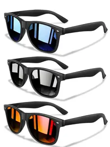 Unisex Simple Style Plain Color Sunglasses with Spring Hinges Design (3 Pairs), Trendy Casual Sunglasses for Everyday Use, Fashion Accessories for Outdoor Activities