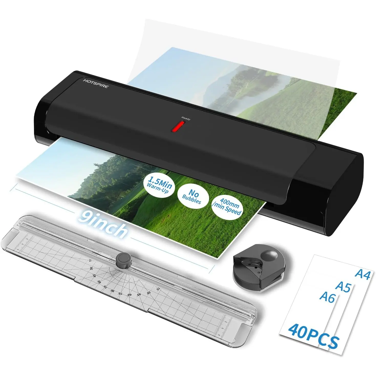 OL253 Thermal Laminator for Teachers & Home Office, Fast Preheat Desktop Laminator with Smootubble-Free Laminating, Fits A4 & Letter, 3–5 mil Pouches