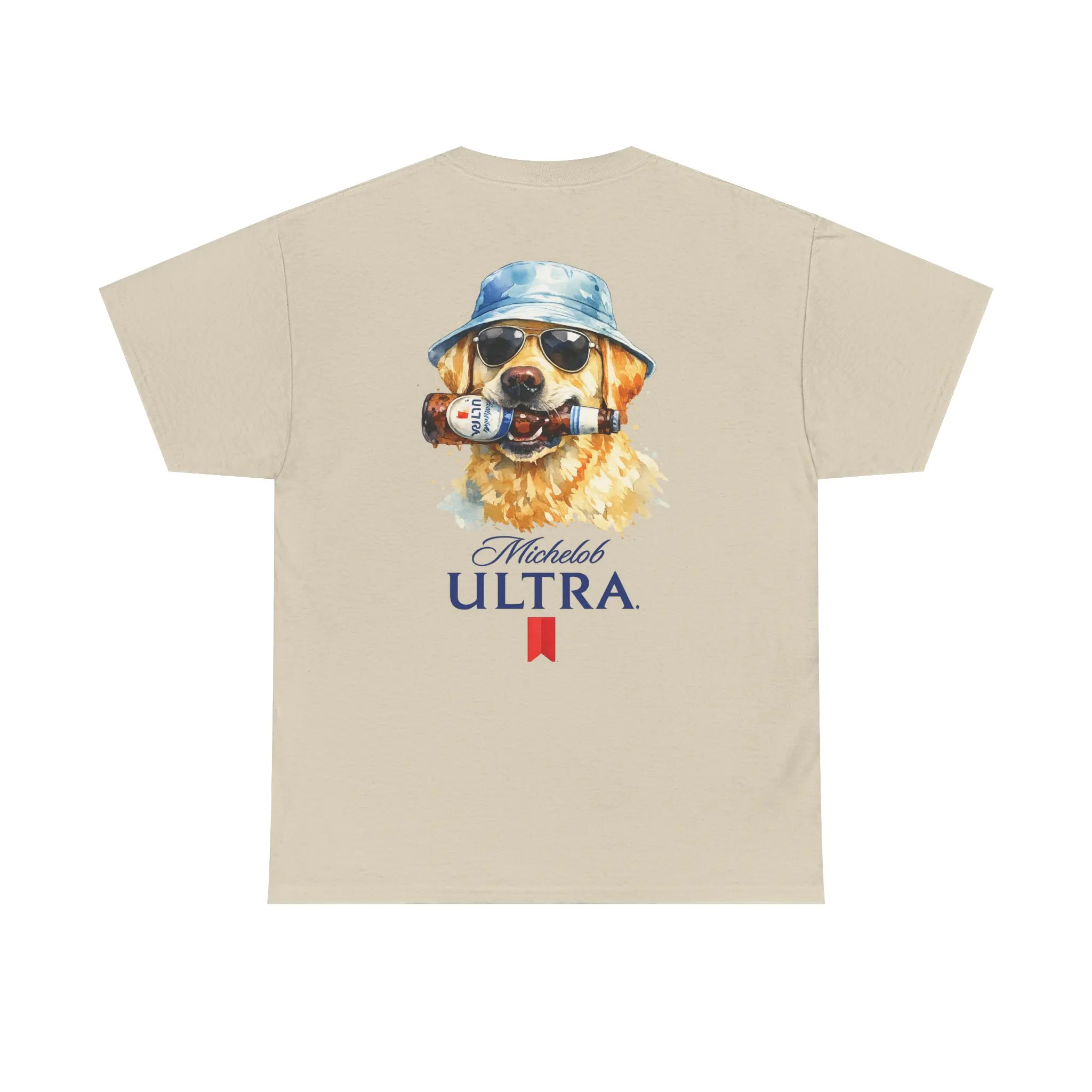 Golden Retriever with Beer Can T-Shirt | Watercolor Dog, Summer Bucket Hat